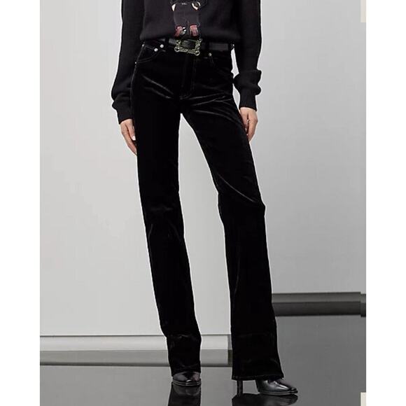 Ralph Lauren Collection Kaida Relaxed Bootcut Black Velvet Jeans 30 Purple Label - Picture 2 of 16